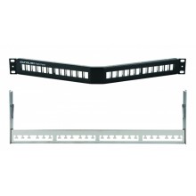 Коммутационная угловая панель 19” наборная, FTP, 1U, 24 порта, черный Eurolan (27A-00-24BL)