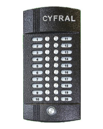 Блок вызова аудиодомофона на 20 абонентов Цифрал M-20M/T в Петропавловске-Камчатском Блоки вызова многоабонентные Pintop.ru