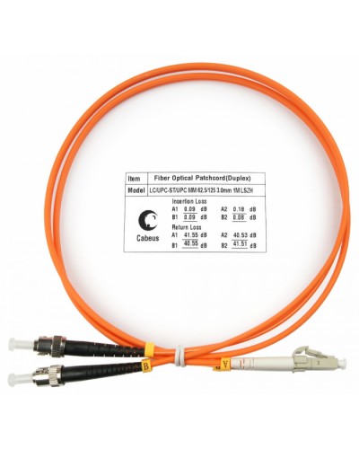 Шнур оптический duplex LC-ST 62,5/125 mm 1м LSZH Cabeus FOP-62-LC-ST-1m в Петропавловске-Камчатском Патч-корды оптические Pintop.ru