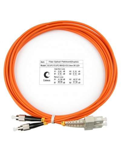 Шнур оптический duplex SC-FC 62,5/125 mm 3м LSZH Cabeus FOP-62-SC-FC-3m в Петропавловске-Камчатском Патч-корды оптические Pintop.ru