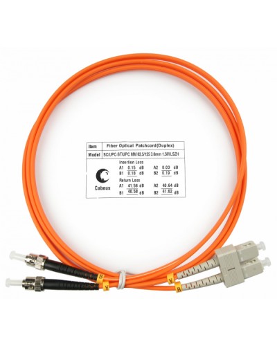 Шнур оптический duplex SC-ST 62,5/125 mm 1,5м LSZH Cabeus FOP-62-SC-ST-1,5m в Петропавловске-Камчатском Патч-корды оптические Pintop.ru