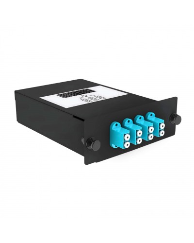 Кассета кроссовая 1 разъем черный Cabeus (FO-OM3-1x8MPO(m)/U-8xLC/U-А-BK) в Петропавловске-Камчатском Кросс оптический Pintop.ru