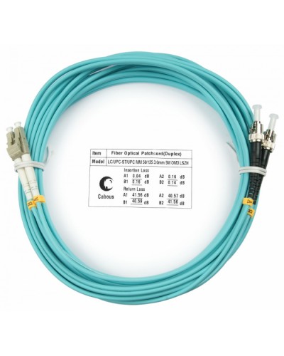 Шнур оптический duplex LC-ST 50/125 mm OM3 10м LSZH Cabeus FOP-50-LC-ST-10m в Петропавловске-Камчатском Патч-корды и пигтейлы Pintop.ru
