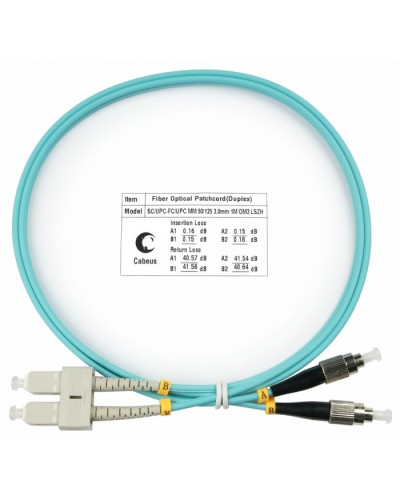 Шнур оптический duplex SC-FC 50/125 mm OM3 1м LSZH Cabeus FOP-50-SC-FC-1m в Петропавловске-Камчатском Патч-корды и пигтейлы Pintop.ru