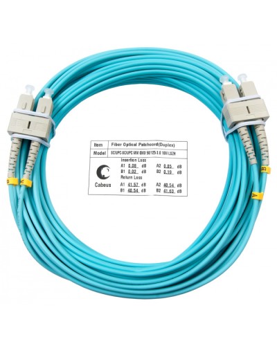 Шнур оптический duplex SC-SC 50/125 mm OM3 10м LSZH Cabeus FOP-50-SC-SC-10m в Петропавловске-Камчатском Патч-корды и пигтейлы Pintop.ru