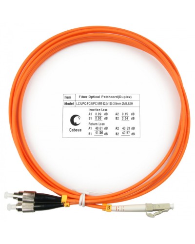 Шнур оптический duplex LC-FC 62,5/125 mm 1,5м LSZH Cabeus FOP-62-LC-FC-1,5m в Петропавловске-Камчатском Патч-корды оптические Pintop.ru