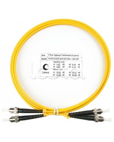 Шнур оптический duplex ST-ST 9/125 sm 1,5м LSZH Cabeus FOP(d)-9-ST-ST-1,5m в Петропавловске-Камчатском Патч-корды оптические Pintop.ru