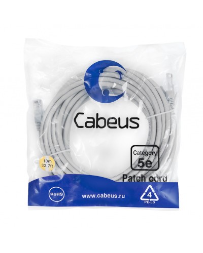 Шнур коммутационный Cabeus PC-UTP-RJ45-Cat.5e-10m в Петропавловске-Камчатском Патчкорды (медные) Pintop.ru