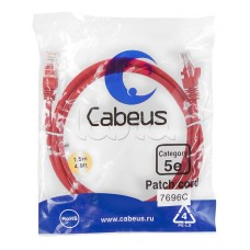 Патч-корд медный U/UTP кат.5е (1,5м) LSZH (красный) Cabeus (PC-UTP-RJ45-Cat.5e-1.5m-RD-LSZH)