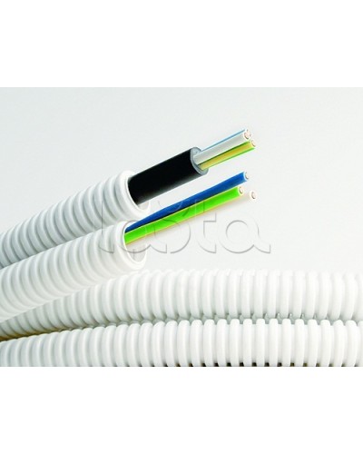 Электротруба ПВХ гибкая гофр. д.20мм, цвет серый, с кабелем ВВГнг(А)-LS 3х2,5мм² РЭК ГОСТ+, 100м DKC 9S920100 в Петропавловске-Камчатском Труба гофрированная Pintop.ru