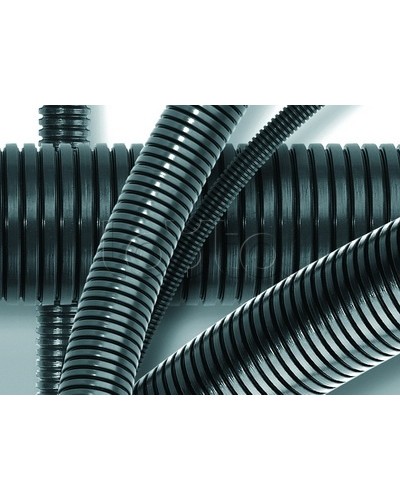 Труба ПА 6 гофр. DN7мм, ПВ-0, Dвн 6,8 мм, Dнар 10,1 мм, цвет тёмно-серый, без протяжки DKC PA600710F0 в Петропавловске-Камчатском Труба гофрированная Pintop.ru