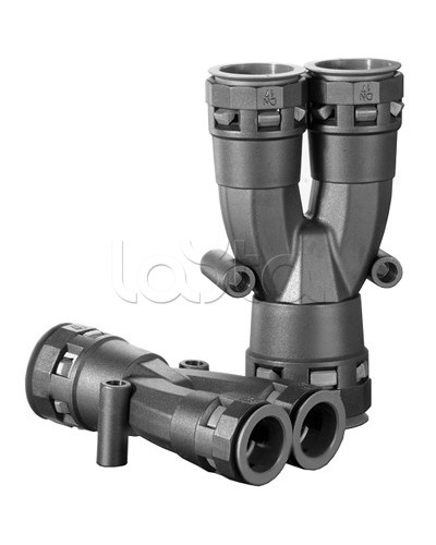 Разветвитель DN 1х17 + 2х12 мм, полиамид, цвет черный DKC PAY171212N в Петропавловске-Камчатском Повороты, муфты, тройники Pintop.ru