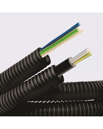 Электротруба ПНД гибкая гофр. д.20мм, цвет черный, с кабелем ВВГнг(А)-LS 3х2,5мм² РЭК ГОСТ+, 100м DKC 7S720100 в Петропавловске-Камчатском Труба гофрированная Pintop.ru