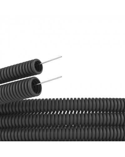 Труба ПВХ гибкая гофрированная. д.20мм, лёгкая с протяжкой, цвет черный (100 м) DKC (91920B) в Петропавловске-Камчатском Труба гофрированная Pintop.ru