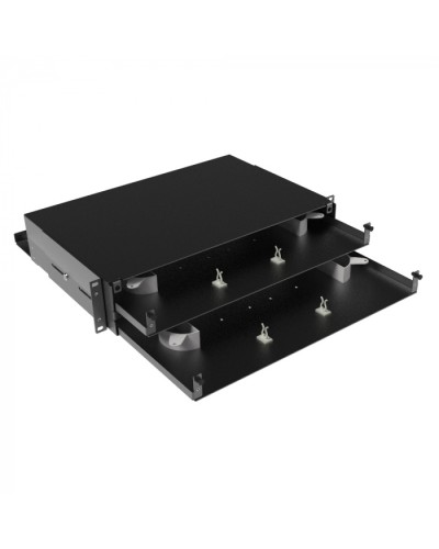 Оптическая полка выдвижная, без лицевой панели, неукомплектованная, 2U, черная DKC RNFPE2U48 в Петропавловске-Камчатском Полки для шкафов и стоек Pintop.ru