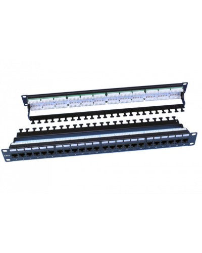 Патч-панель 19, 1U, 24 порта RJ-45, категория 6, Dual IDC, цвет черный Hyperline PP3-19-24-8P8C-C6-110D в Петропавловске-Камчатском Патч панель Pintop.ru