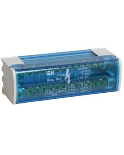 Шина «N» нулевая на DIN-рейку в корпусе 2Х15 групп IEK YND10-2-15-125 в Петропавловске-Камчатском Аксессуары для стоек и шкафов Pintop.ru