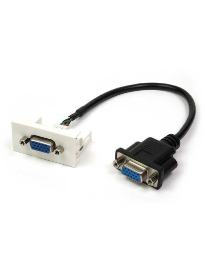 Вставка Mosaic 22.5x45 с адаптером VGA D-SUB HDB-15 мама, со шнуром 3 м мама, белая LANMASTER LAN-WA-LP-VGA-FF-3.0 в Петропавловске-Камчатском Коммутационные изделия Pintop.ru