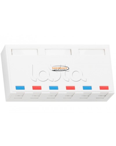 Корпус настенной розетки 6 портов NIKOMAX (NMC-MB6P-ST-WT) в Петропавловске-Камчатском Аксессуары для кабель-канала Pintop.ru