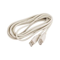 Шнур USB-А (male) штекер - USB-А (female) гнездо, длина 3 метра, белый (PE пакет) REXANT (18-1116)