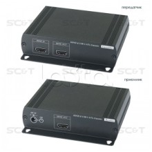 Удлинитель HDMI KVM (комплект приёмник + передатчик) по Ethernet до 120м (CAT5e) SC&T HKM01E