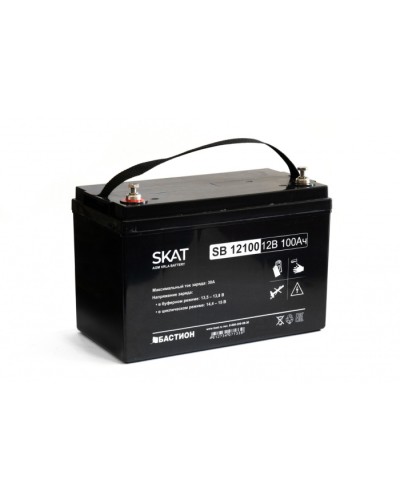 Бастион SKAT SB 12100 АКБ свинцово-кислотная тип AGM 12V 100Ач Iзар.30А, клеммы под болт М6 в Петропавловске-Камчатском Электротехническое оборудование Pintop.ru