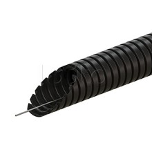 Труба ПВХ гофрир. легкая, с зондом диам 32мм (1шт = 25м), цвет чёрный Экопласт (10132-25BL)