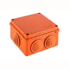 JBS100 Коробка огн. E110, о/п 100х100х55мм, без галогена, 6 вых., IP55, цвет оранж. Экопласт (43377HF)