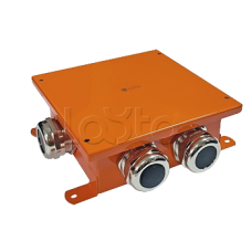 SMB120 Коробка металлическая, огн. E-110,о/п 120х120х60, 4 метал. гермоввода, IP66, 3P, (2,5-25 мм2), цвет оранж. Экопласт (56504)