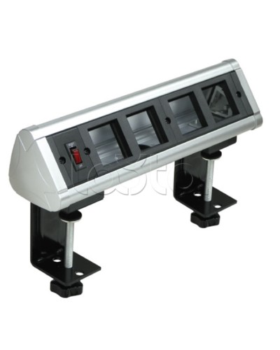 Блок настольный с выключателем нагрузки на 4 модуля (45х45мм) на струбцинах (алюминий) Экопласт 70314 в Петропавловске-Камчатском Аксессуары для кабель-канала Pintop.ru