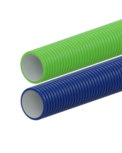 Вентиляционная труба гибкая двустенная для воздуховода (ПНД), антистатическая и антибактериальная D75мм, цвет синий (1шт=50м) Экопласт (803075BU) в Петропавловске-Камчатском Труба гофрированная Pintop.ru