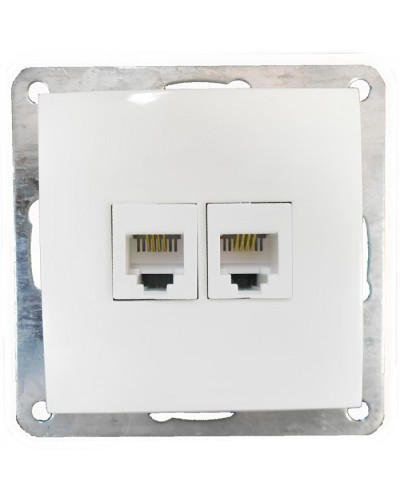 Розетка телефонная двойная 2хRJ-11 с накладкой (белый) LK60 (865604) в Петропавловске-Камчатском Розетки компьютерные и телефонные Pintop.ru