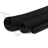 Труба гофрированная FRHF, трудногорючая, безгалогенная 50 мм, гибкая со стальной протяжкой, чёрная (15м) ПожТехКабель 713-006