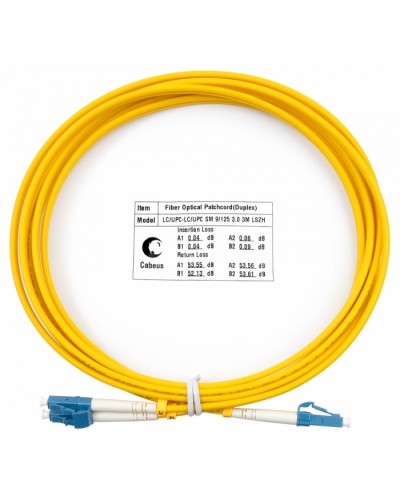Шнур оптический duplex LC-LC 9/125 sm 3м LSZH Cabeus FOP(d)-9-LC-LC-3m в Петропавловске-Камчатском Патч-корды оптические Pintop.ru