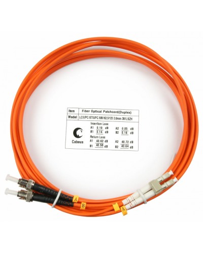 Шнур оптический duplex LC-ST 62,5/125 mm 3м LSZH Cabeus FOP-62-LC-ST-3m в Петропавловске-Камчатском Патч-корды оптические Pintop.ru