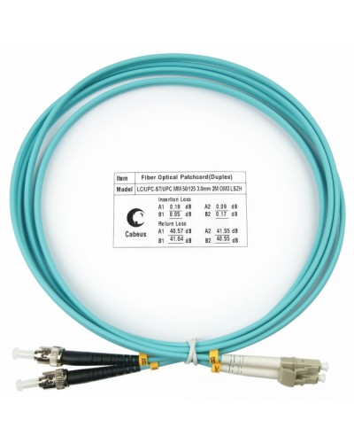 Шнур оптический duplex LC-ST 50/125 MM OM3 2 м LSZH Cabeus FOP-50-LC-ST-2M в Петропавловске-Камчатском Патч-корды оптические Pintop.ru