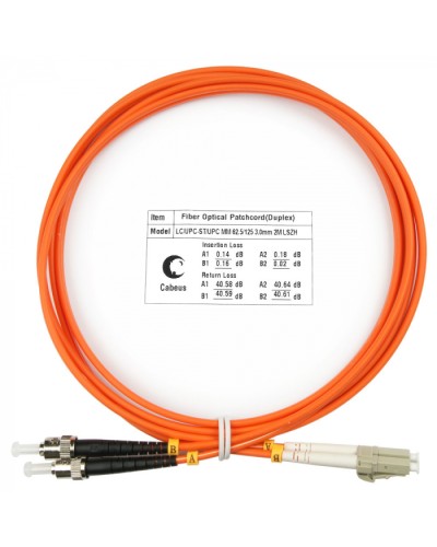 Шнур оптический duplex LC-ST 62,5/125 mm 2м LSZH Cabeus FOP-62-LC-ST-2m в Петропавловске-Камчатском Патч-корды оптические Pintop.ru