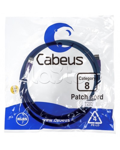 Патч-корд S/FTP Cabeus PC-SSTP-RJ45-Cat.8-10m-LSZH в Петропавловске-Камчатском Патчкорды (медные) Pintop.ru