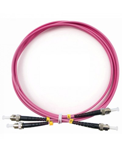 Шнур оптический duplex ST-ST 50/125 mm OM4 1м LSZH Cabeus FOP-50-OM4-ST-ST-1m в Петропавловске-Камчатском Патч-корды оптические Pintop.ru