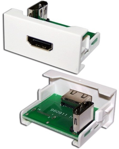 Вставка Mosaic 22.5x45 с адаптером HDMI 90 градусов, мама, белая LANMASTER (LAN-WA-LP-HD90F-WH) в Петропавловске-Камчатском Коннекторы и разъемы Pintop.ru