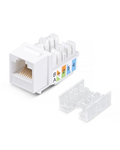 Вставка Keystone Jack RJ-45, категория 6, заделка тип 110, белая, со стяжкой Cabeus KJ-RJ45-Cat.6-90-SW в Петропавловске-Камчатском Модули Keystone Pintop.ru