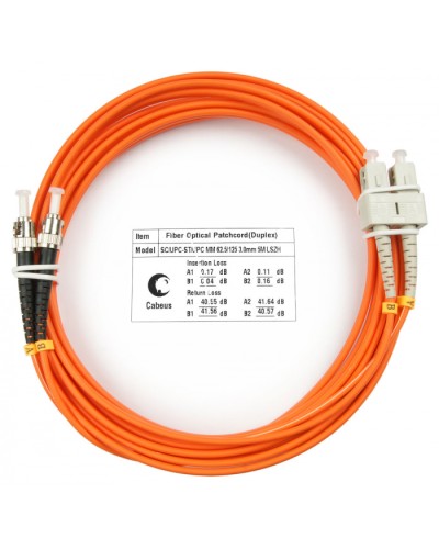 Шнур оптический duplex SC-ST 62,5/125 mm 5м LSZH Cabeus FOP-62-SC-ST-5m в Петропавловске-Камчатском Патч-корды оптические Pintop.ru