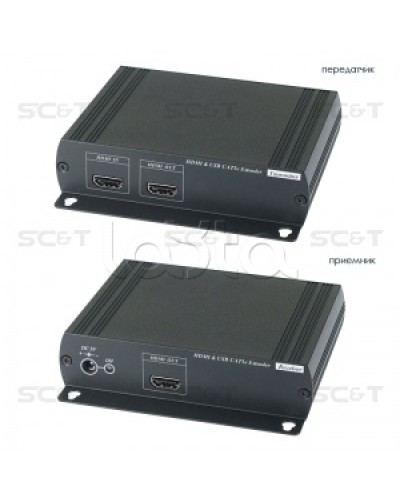 Удлинитель HDMI KVM (комплект приёмник + передатчик) по Ethernet до 120м (CAT5e) SC&T HKM01E в Петропавловске-Камчатском Видеоусилители, Модуляторы, Делители Pintop.ru