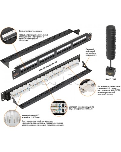 Патч-панель 19, 1U, 24xRJ45 NIKOMAX (NMC-RP24UD2-1U-BK) в Петропавловске-Камчатском Патч панель Pintop.ru