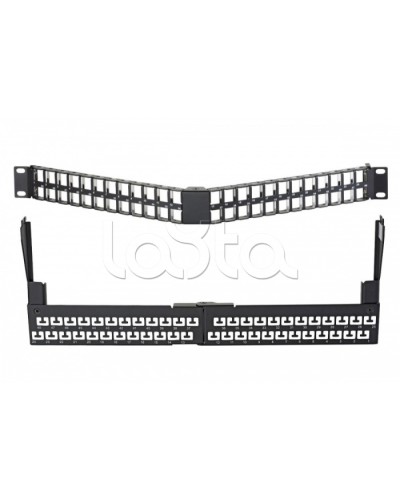 Коммутационная угловая панель 19” наборная, FTP, 1U, 48 портов, черный Eurolan (27A-00-48-01BL) в Петропавловске-Камчатском Патч панель Pintop.ru