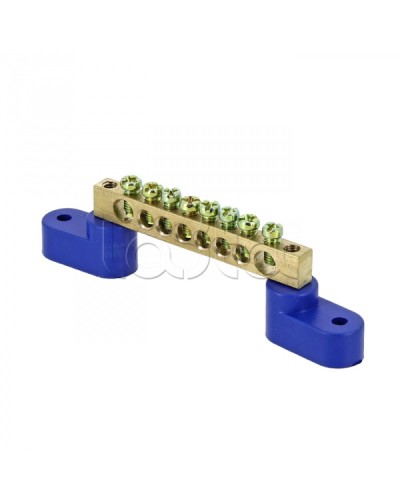 Шина 0 N (8х12мм) 8 отверстий латунь 2 синих угловых изолятора EKF PROxima (sn0-125-08-2) в Петропавловске-Камчатском Крепежные изделия Pintop.ru
