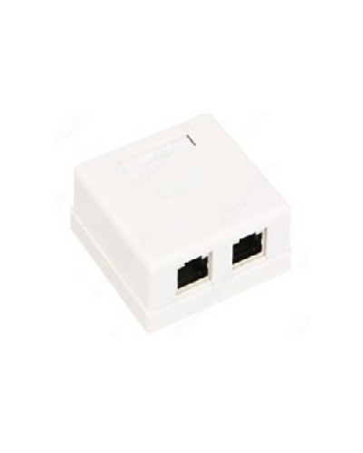 Розетка компьютерная RJ-45 (8P8C), категория 5e, двойная, внешняя (настенная), Dual IDC, экранированная, белая в Петропавловске-Камчатском Розетки компьютерные и телефонные Pintop.ru