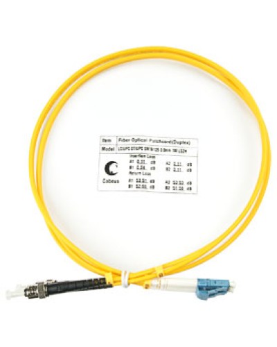 Шнур оптический duplex LC-ST 9/125 SM 1 м LSZH Cabeus FOP(d)-9-LC-ST-1M в Петропавловске-Камчатском Патч-корды оптические Pintop.ru