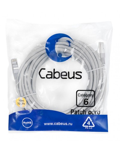 Патч-корд FTP, категория 6, F/UTP экранированный, LSZH, 10 м, серый Cabeus PC-FTP-RJ45-Cat.6-10m-LSZH в Петропавловске-Камчатском Патчкорды (медные) Pintop.ru