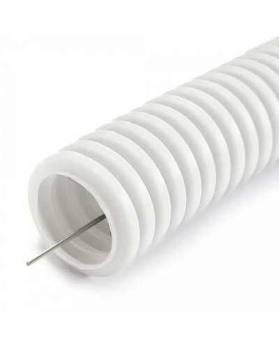 Труба гофр ПЛЛ легкая безгалогенная (HF) негорючая (НГ) белая с/з d20 мм (50м/уп) Промрукав (PR02.0331) в Петропавловске-Камчатском Труба гофрированная Pintop.ru